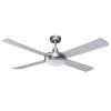 Urban 2 DC Ceiling Fan with Dimmable LED Light & Remote - Brushed Aluminium 52"