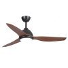 Breeze AC Ceiling Fan with Wall Control and CCT LED Light - Black with Koa Blades 52"